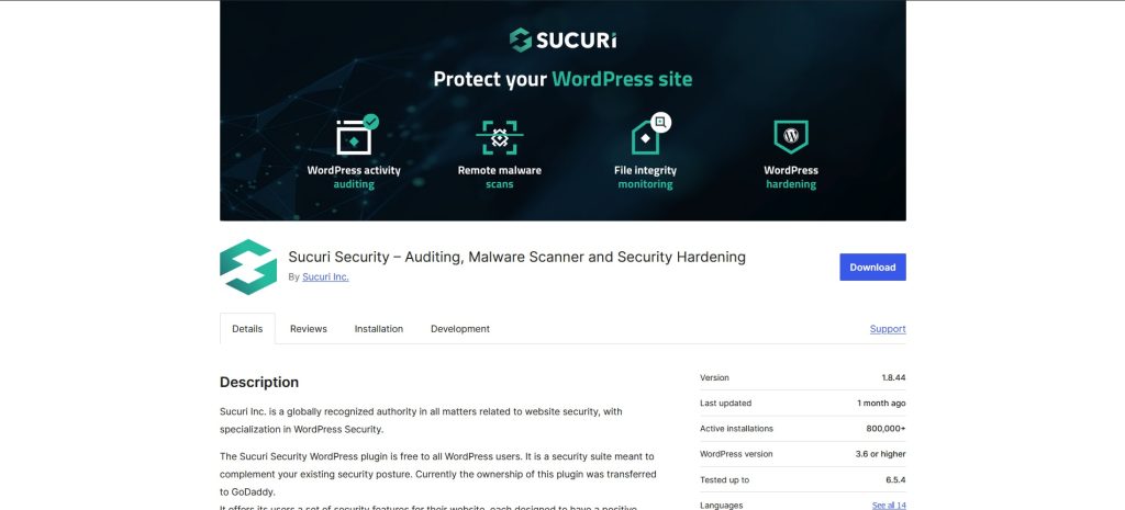 Sucuri security WordPress