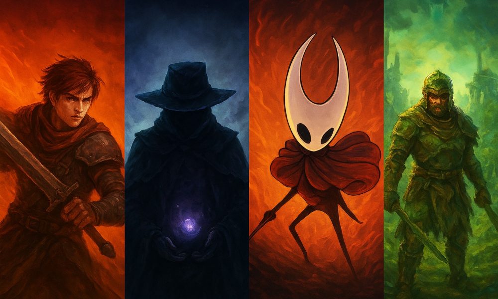Colaj artistic cu personaje din jocurile Xbox Game Pass septembrie 2025: I Am Your Beast, Nine Sols, Hollow Knight: Silksong si Cataclismo