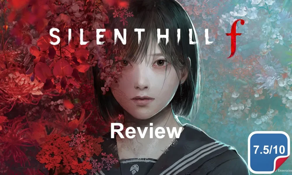 imagine promo pentru joc horror japonez cu fata misterioasa inconjurata de flori rosii si albastre, scor 7.5 din 10