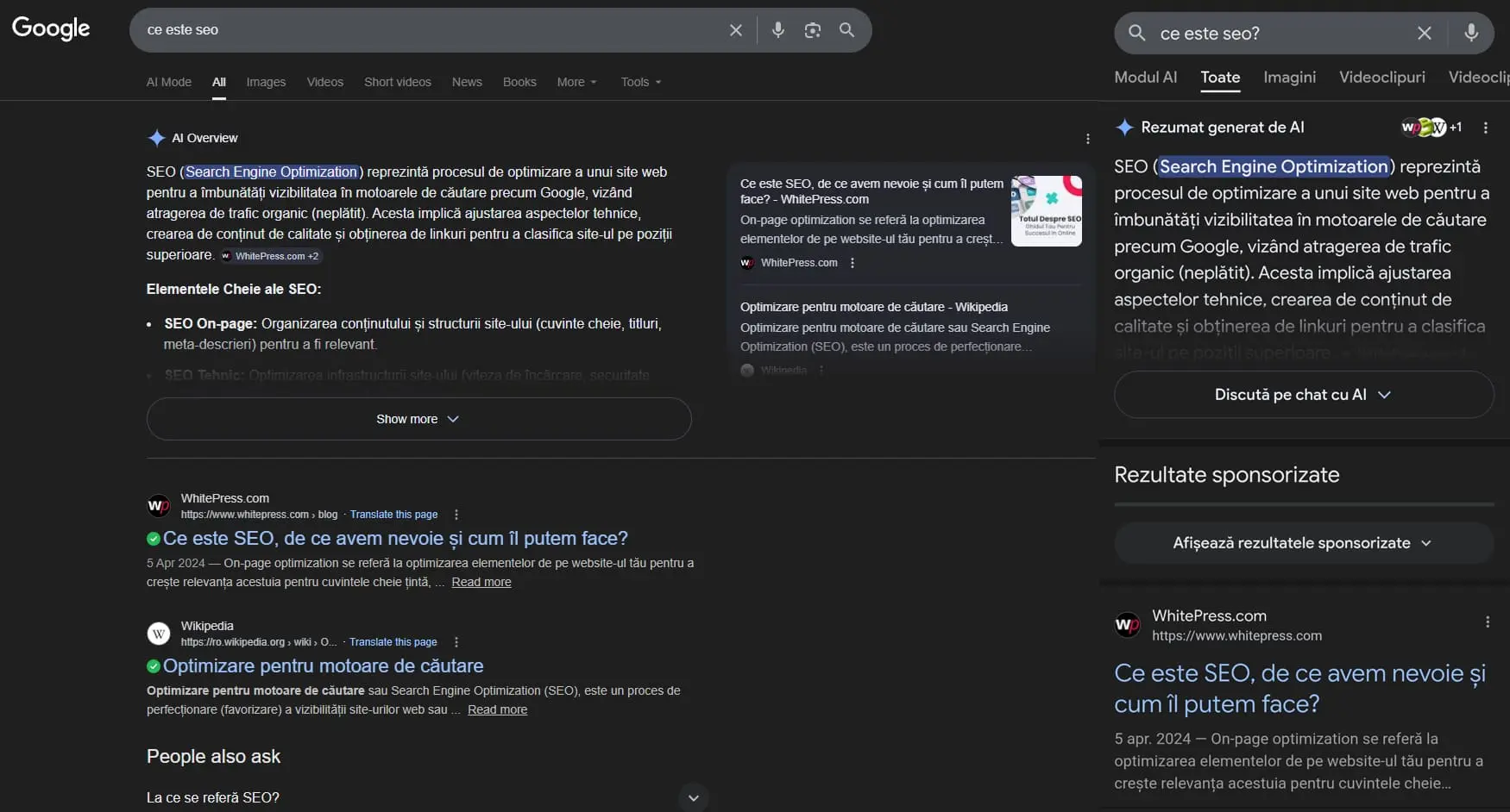 Comparatie afisare rezultate mobil vs desktop Ce este seo