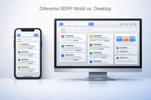 Diferenta SERP Mobil vs. Desktop Comparatie intre afisarea rezultatelor pe mobil si desktop