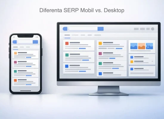 Diferenta SERP Mobil vs. Desktop Comparatie intre afisarea rezultatelor pe mobil si desktop