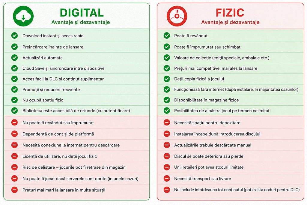 Cele mai bune platforme pentru a cumpăra jocuri video online. Avantaje si dezavantaje jocuri digitale vs jocuri format fizic